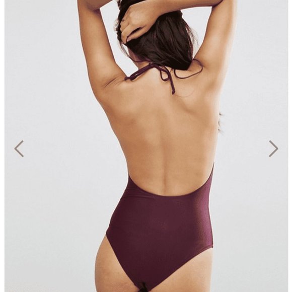 ASOS BLACK halter one piece swim suit - new! US size 0 - Picture 2 of 8